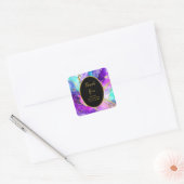 Blue, Purple and Gold Ink Birthday Party Vierkante Sticker (Envelop)