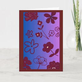 Blue Purple & Burgundy Floral Design Kaart
