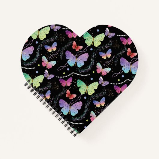 Blue Purple Chic Butterflies Pattern Notitieboek (Voorkant)