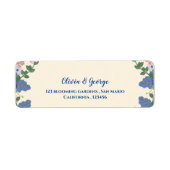 Blue Purple Floral Wedding  Return Address Label (Voorkant)