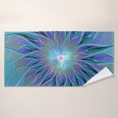 Blue Purple Flower Dream Abstract Fractal Art Badhanddoek (Badhanddoek)