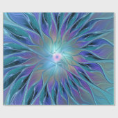 Blue Purple Flower Dream Abstract Fractal Art Cadeaupapier (Vlak)