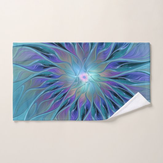 Blue Purple Flower Dream Abstract Fractal Art Handdoek (Handdoek)