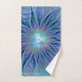 Blue Purple Flower Dream Abstract Fractal Art Handdoek