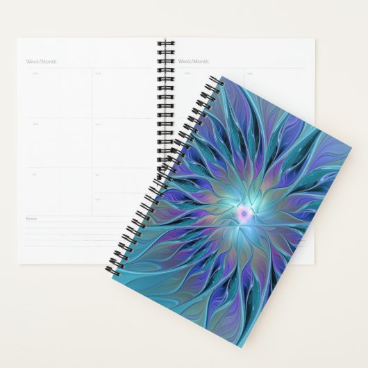 Blue Purple Flower Dream Abstract Fractal Art Planner (Display)