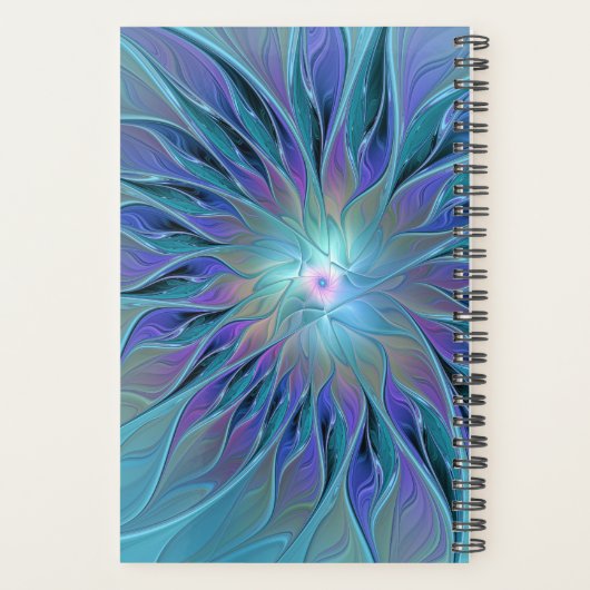 Blue Purple Flower Dream Abstract Fractal Art Planner (Achterkant)