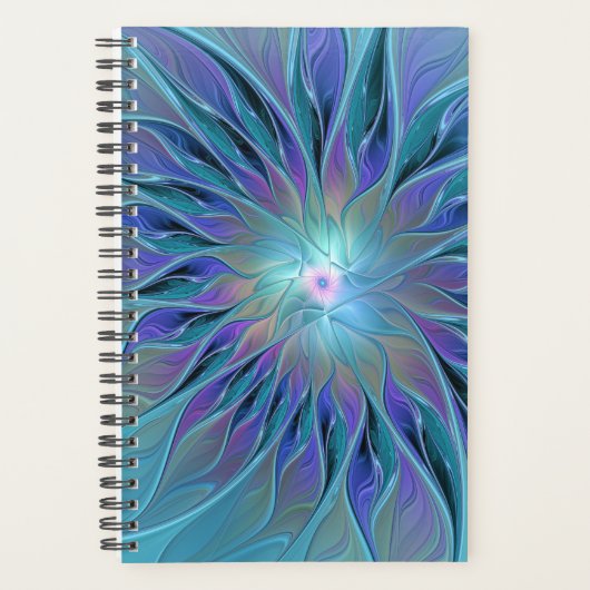 Blue Purple Flower Dream Abstract Fractal Art Planner (Voorkant)