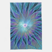 Blue Purple Flower Dream Abstract Fractal Art Theedoek (Verticaal)