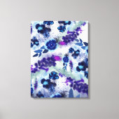 Blue Purple Flowers Patroon Canvas Afdruk (Voorkant)