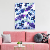 Blue Purple Flowers Patroon Canvas Afdruk (Insitu (Woonkamer))