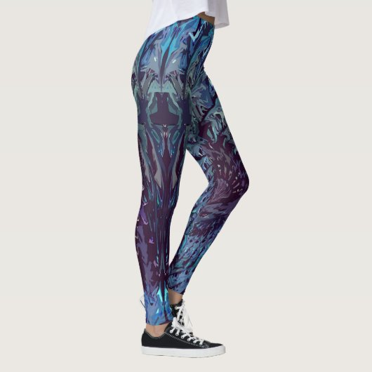 Blue Purple Fractal Art Leggings (Rechts)