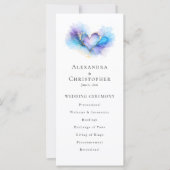 Blue Purple Gold Abstract Heart Wedding Program  (Voorkant)