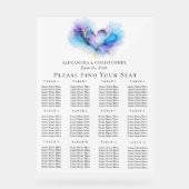 Blue Purple Gold Abstract Heart Wedding Seating  Acryl Bord (Voorkant)