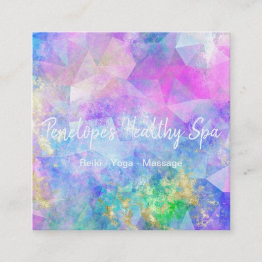 Blue Purple Gold Abstract  Square Business Card Vierkante Visitekaartje (Voorkant)