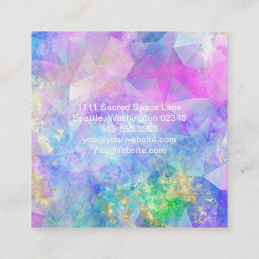 Blue Purple Gold Abstract  Square Business Card Vierkante Visitekaartje (Achterkant)