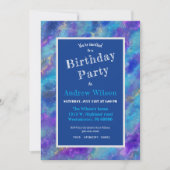 Blue Purple Marble Invitation Kaart (Voorkant)