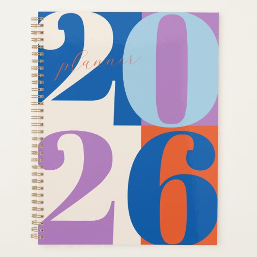 Blue Purple Orange Bold Year Color Block Planner (Voorkant)