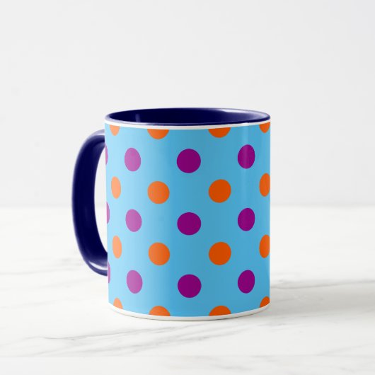 Blue Purple Orange Polka Dot Pattern Mok (Voorkant links)