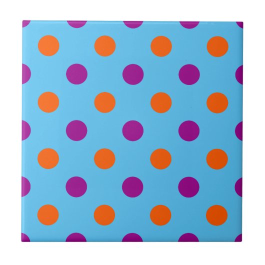 Blue Purple Orange Polka Dot Pattern Tegeltje (Voorkant)