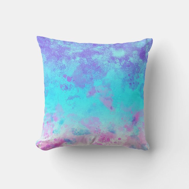 Blue Purple Pink Paint Splash Pastel Abstract Kussen (Voorkant)