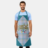 Blue Purple Pink Plaid Merry Christmas Lights Schort (Gedragen)