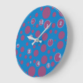 Blue Purple Polka Dots Funky Ball Numbers Quirky Grote Klok (Hoek)
