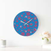 Blue Purple Polka Dots Funky Ball Numbers Quirky Grote Klok (Huis)