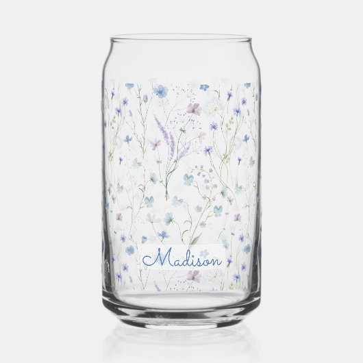Blue Purple Pretty Wildflower Floral Pattern Blikvorm Glas (Voorkant)