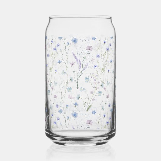 Blue Purple Pretty Wildflower Floral Pattern Blikvorm Glas (Achterkant)