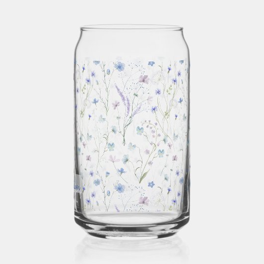 Blue Purple Pretty Wildflower Floral Pattern Blikvorm Glas (Links)