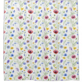 Blue Purple Red Watercolor Wildflower Douchegordijn (Voorkant)