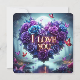 blue + purple roses valentine bedankkaart