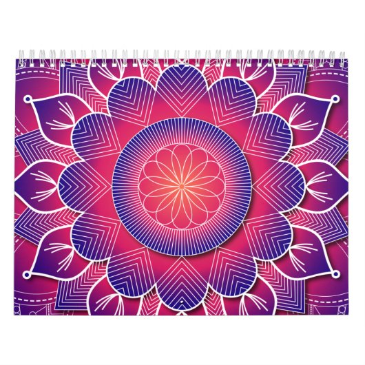 Blue Purple Traditional Mandala Design     Kalender (Hoes)