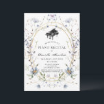 Blue Purple Wildflower Piano White Recital Kaart<br><div class="desc">This elegant piano recital invitation features a white background with delicate wildflowers in blue and lavender/purple shades in watercolor. Personalize it for your needs. You can find matching products at my store.</div>