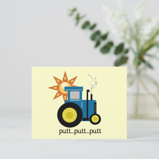Blue Putt Putt Tractor-overhemden en -cadeaus Briefkaart (Staand voorkant)