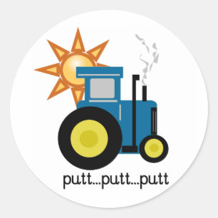Blue Putt Putt Tractor Ronde Sticker