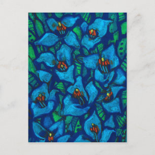 Blue Puya Exotic Flowers Abstract Floral Painting Briefkaart