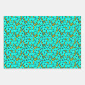 Blue Puya Flowers Botanical Floral Pattern Inpakpapier Vel (Voorkant 2)