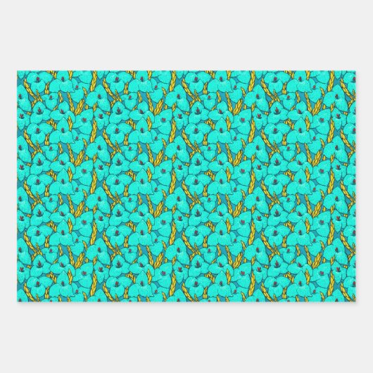 Blue Puya Flowers Botanical Floral Pattern Inpakpapier Vel (Voorkant 2)