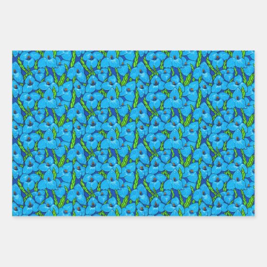 Blue Puya Flowers Botanical Floral Pattern Inpakpapier Vel (Voorkant)