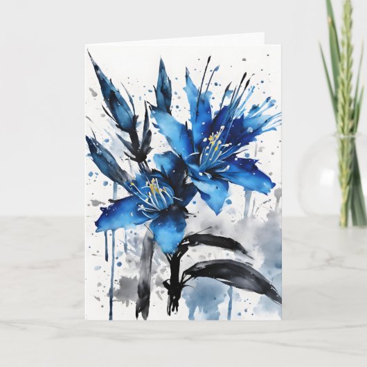 Blue Puya - Watercolor flowers Kaart (Voorkant)