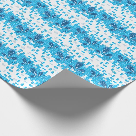 Blue Puzzle Buterfly Cadeaupapier (Hoek)