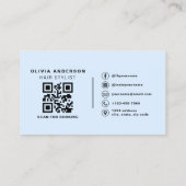Blue QR Code Hair Stylist Moderne Typografie Visitekaartje (Achterkant)