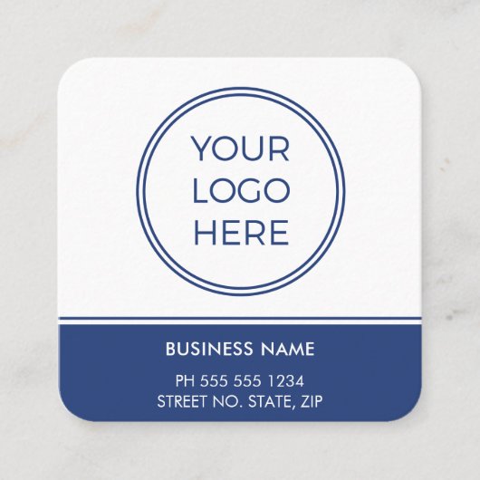 Blue QR Code Logo Square Visitekaartje (Voorkant)