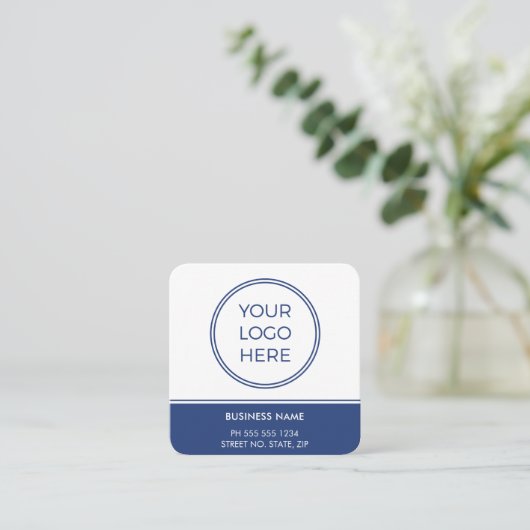 Blue QR Code Logo Square Visitekaartje (Staand voorkant)