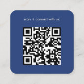 Blue QR Code Logo Square Visitekaartje (Achterkant)