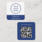Blue QR Code Logo Square Visitekaartje (Voorkant / Achterkant)