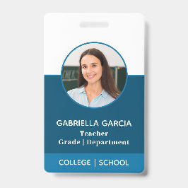 Blue QR Code School Teacher Foto-ID-badge Badge