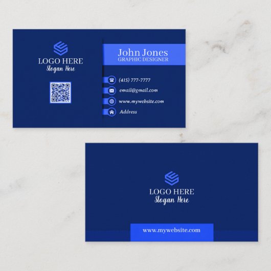 Blue QR Code Visitekaartjes 21 Verpakking van 100 (Voorkant / Achterkant)