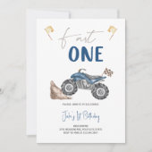 Blue Quad Bike 'Fast One' Verjaardag uitnodiging (Voorkant)